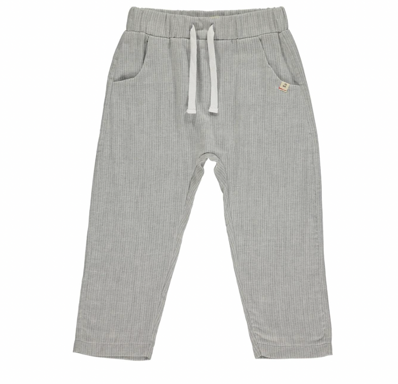 Me & Henry Bosun Gauze Pant in Grey Stripe