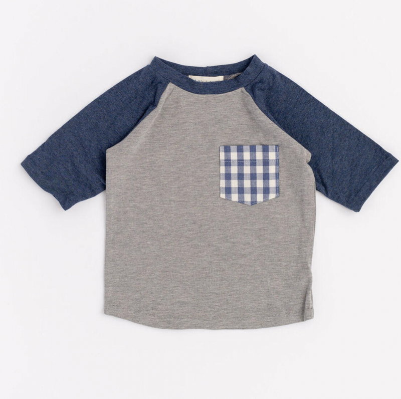 Thimble Bamboo Raglan Pocket Tee in Stone Lake