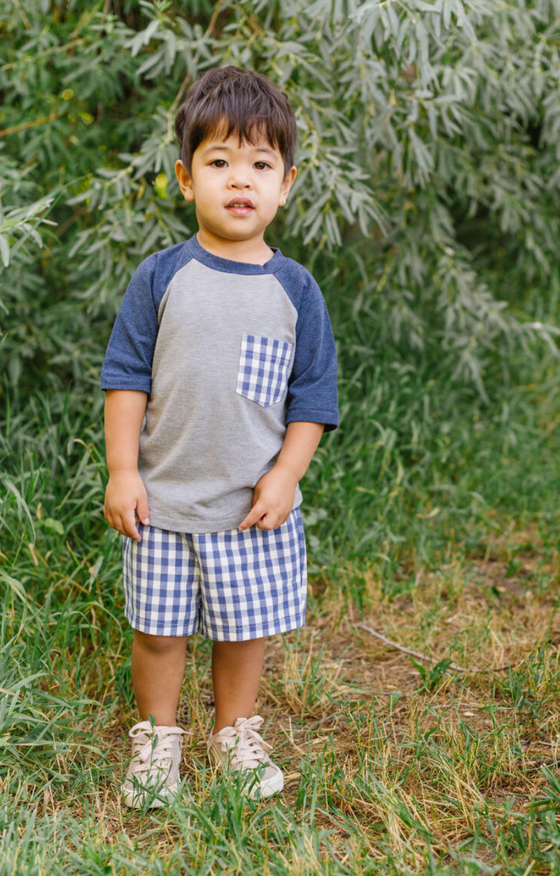 Thimble Bamboo Raglan Pocket Tee in Stone Lake