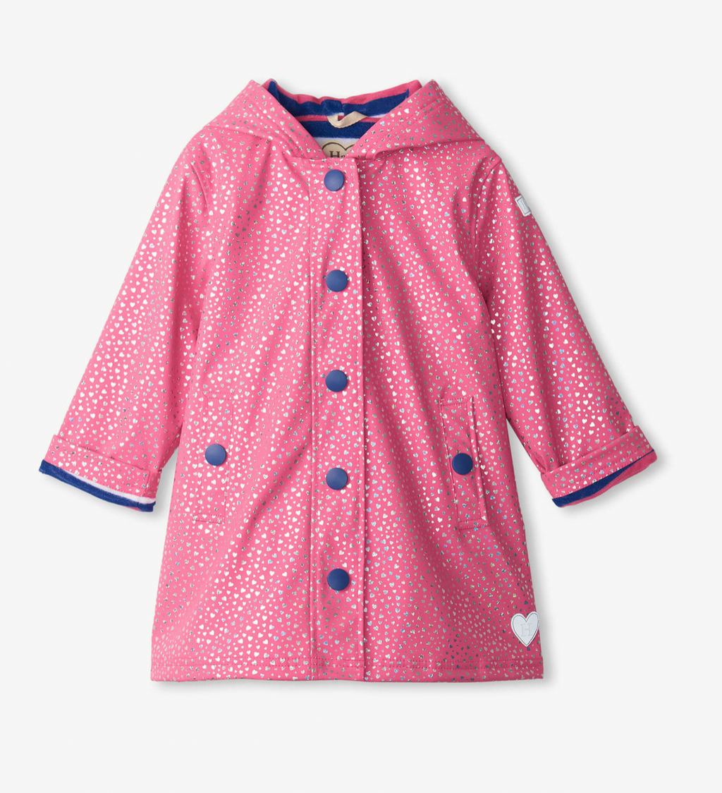 Hatley Glitter Hearts Splash Jacket in Pink