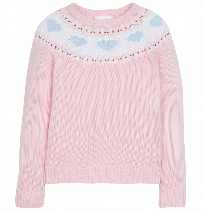 Little English Hearts Fair Isle Sweater in Pink