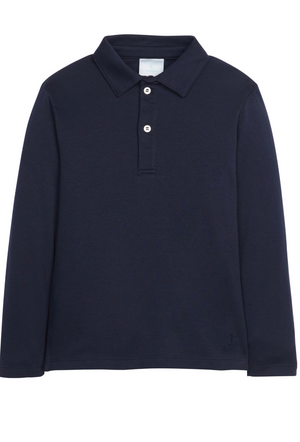 Little English Long Sleeve Polo in Navy