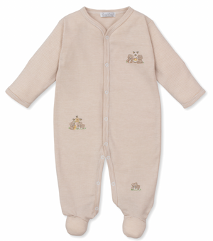 Kissy Kissy Snap Footie in Honey Bear Club Stripe