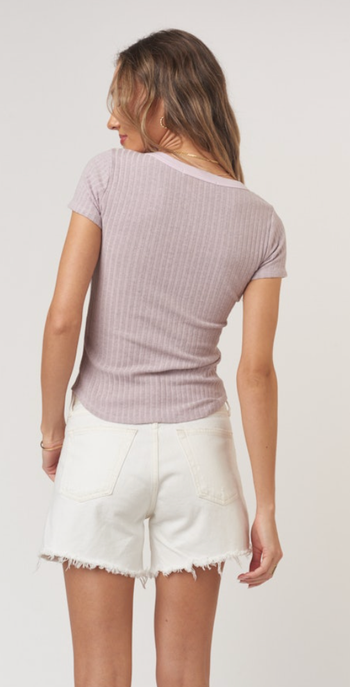 Project Social T Julie Scoop Neck Tee in Frosted Violet