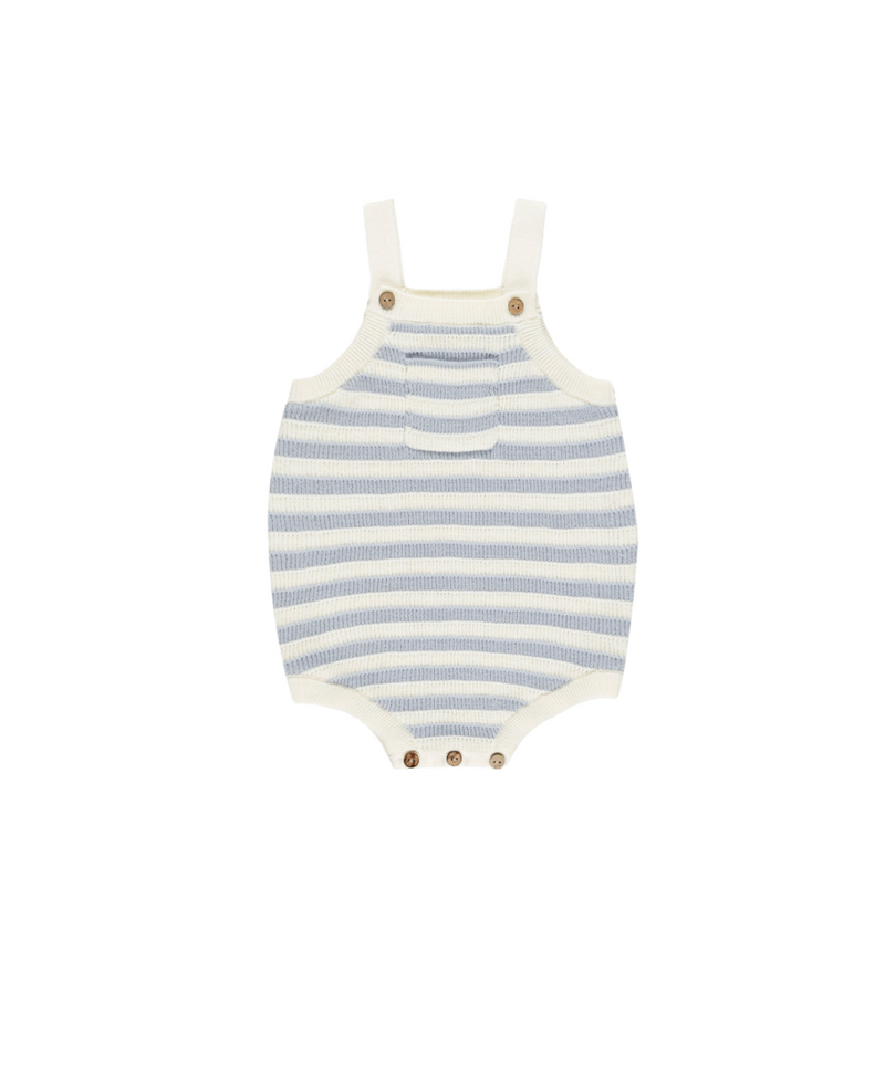 Rylee + Cru Ashton Knit Romper in Blue Stripe