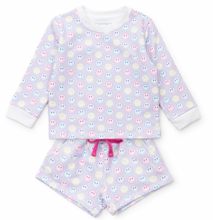 Lila + Hayes Stella Sweatshirt Short Set in Preppy Smiles