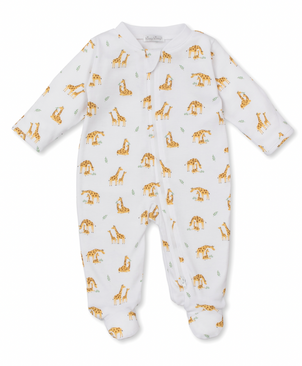 Kissy Kissy Zip Footie in Giraffe Duo