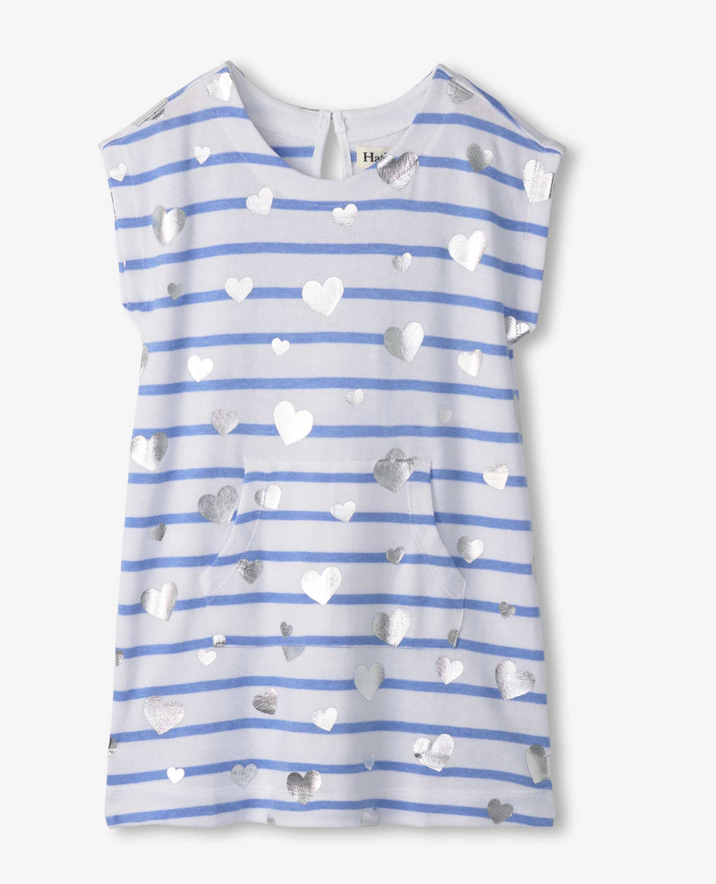 Hatley Slouch Striped Terry Dress in Cornflower Blue