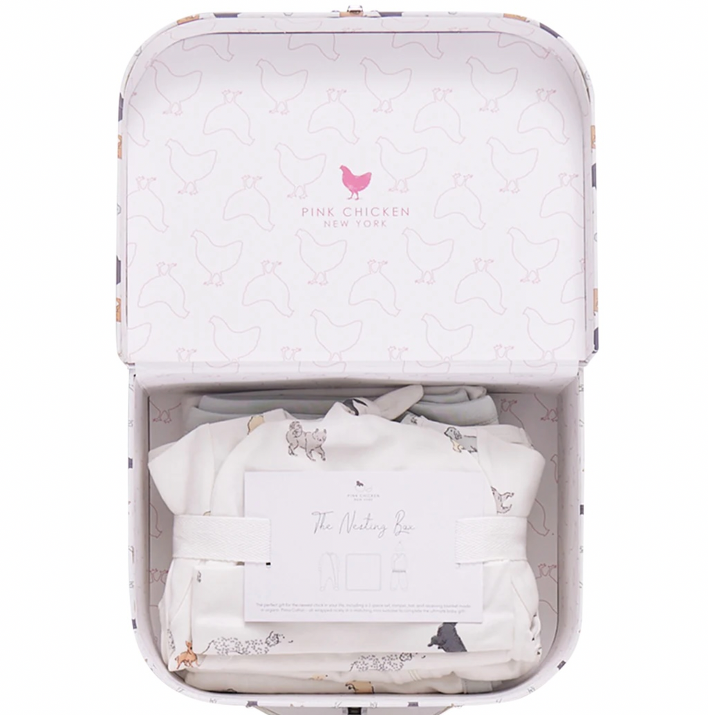 Pink Chicken Nesting Box Baby Take Home Set in Tiny Dogs