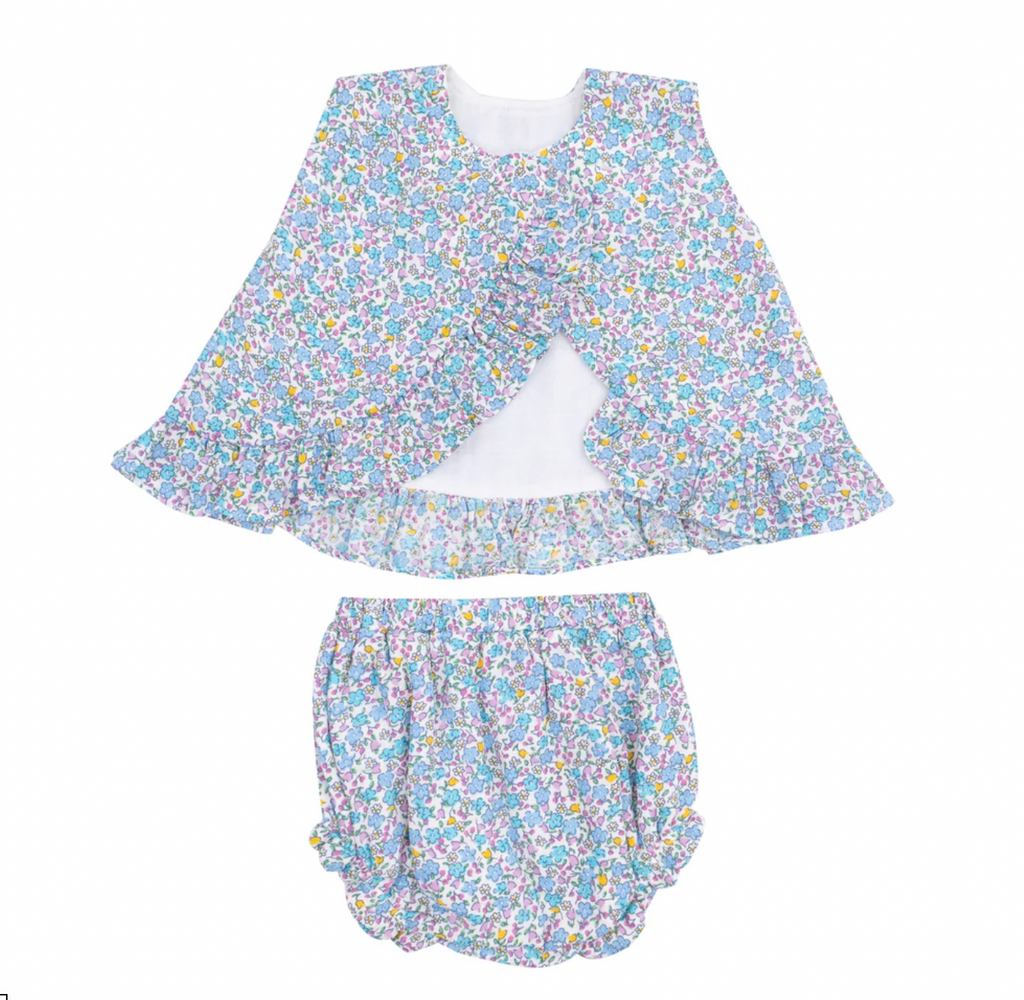Angel Dear Ruffle Back Top & Bloomer in Flowers And Berries