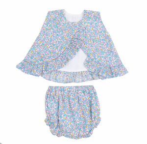Angel Dear Ruffle Back Top & Bloomer in Flowers And Berries