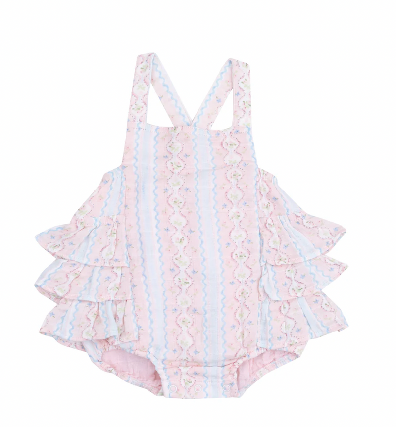 Angel Dear Ruffle Sunsuit in Ogee Floral