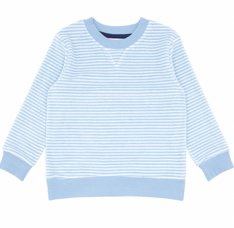 Minnow French Terry Sweatshirt in Light Blue Stripe