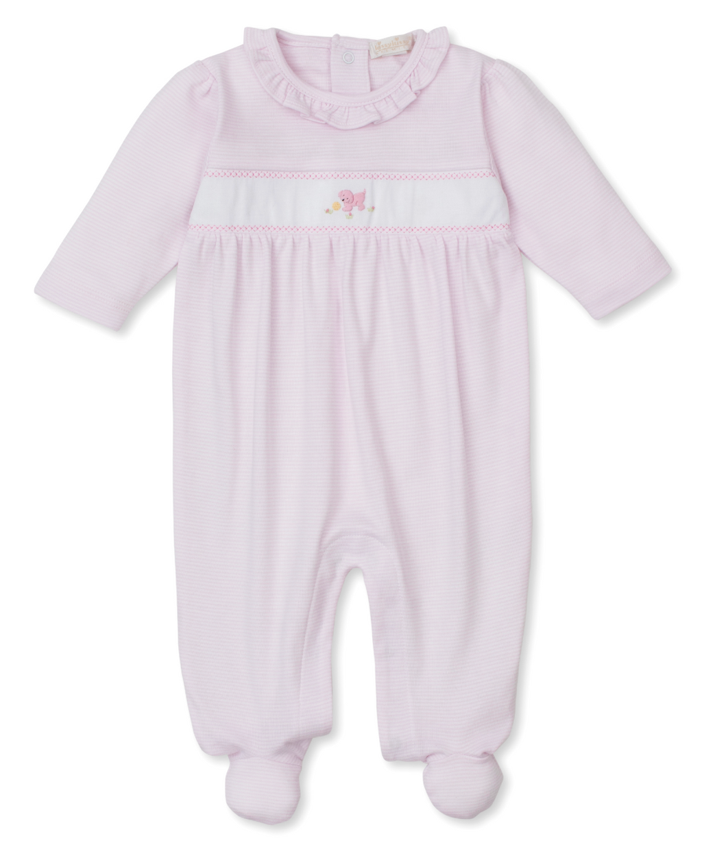 Kissy Kissy Footie with Hand Embroidery in Pink Premier Playful Pups