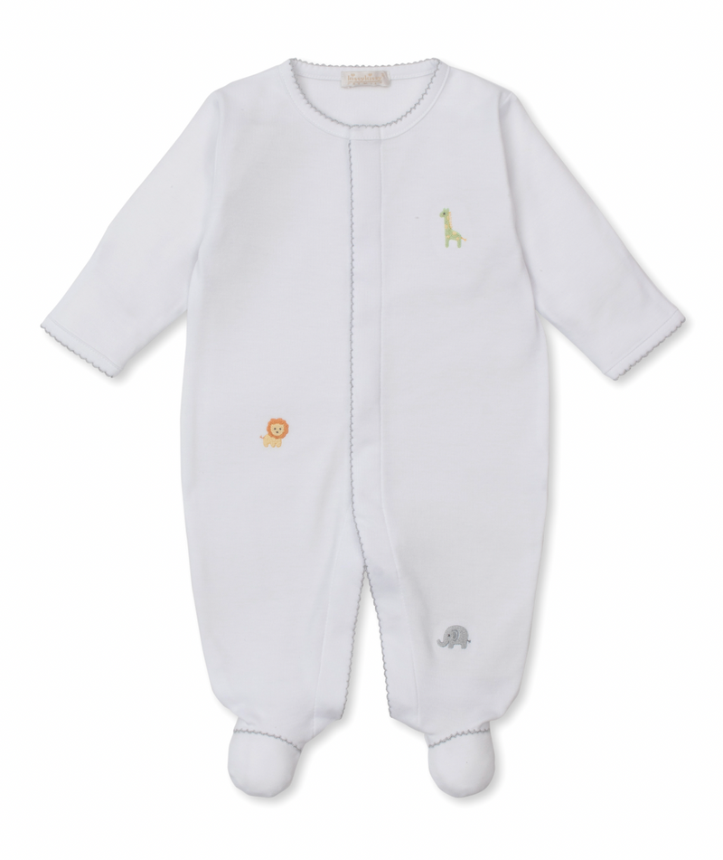 Kissy Kissy Snap Footie with Hand Embroidery in Safari Wild