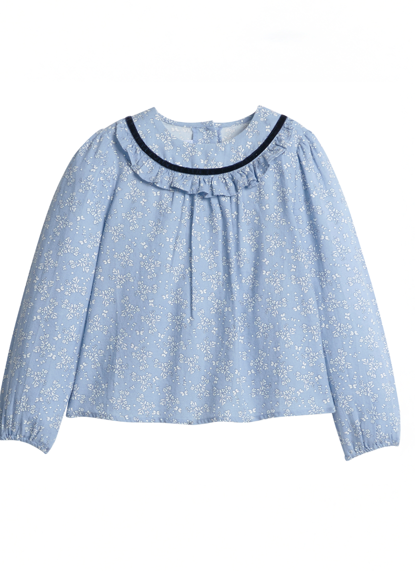 Little English Amelia Blouse in Greystone Floral