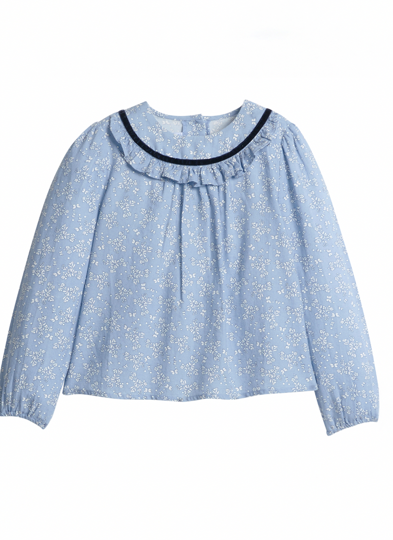 Little English Amelia Blouse in Greystone Floral