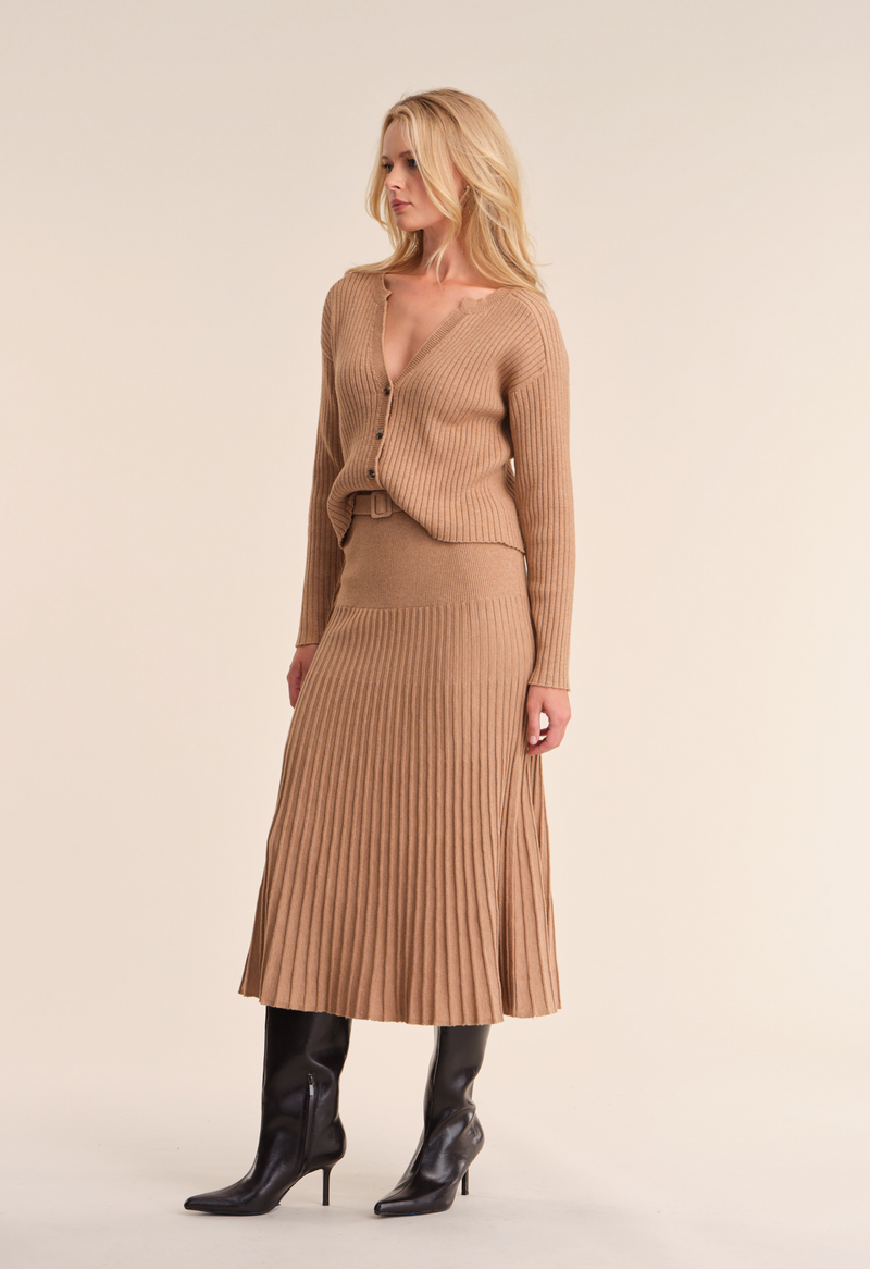 525 America Rory Pleated Mini Skirt in Fawn Heather