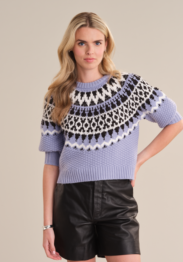 525 America Alora Puff Sleeve Fair Isle Top in Eventide