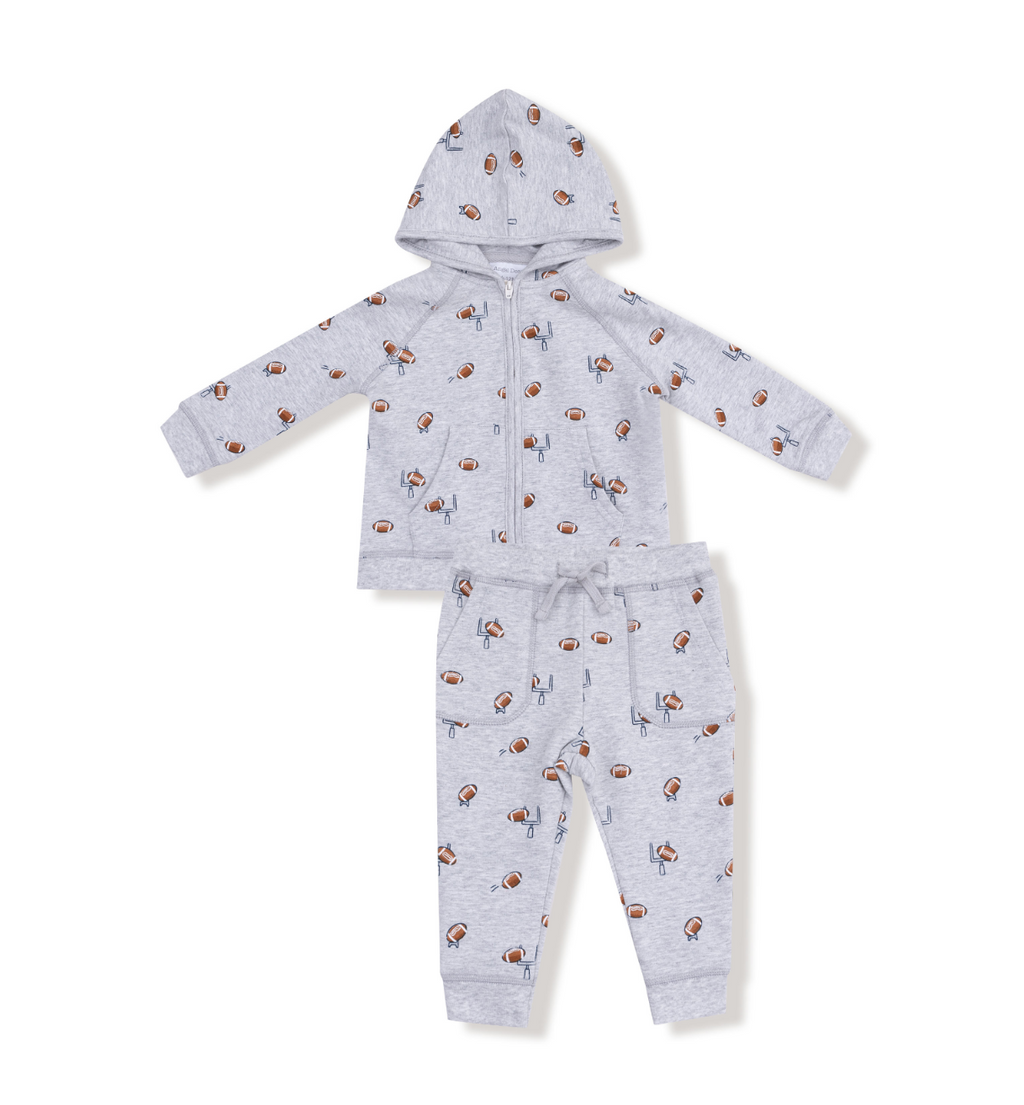 Angel Dear French Terry Hoodie and Jogger Set in Football Field Goal