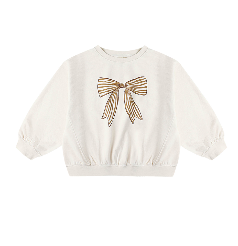 Rylee + Cru Sweatshirt with Oversized Bow in Cream