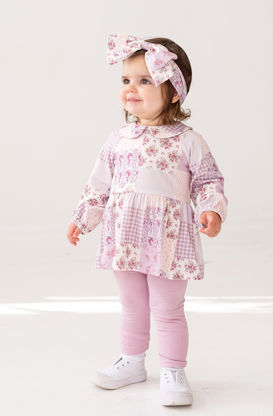 Mabel and Honey Liliana Set in Purple Patchwork