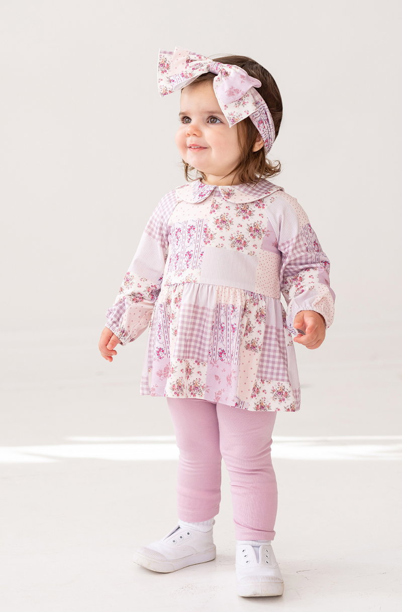 Mabel and Honey Liliana Set in Purple Patchwork