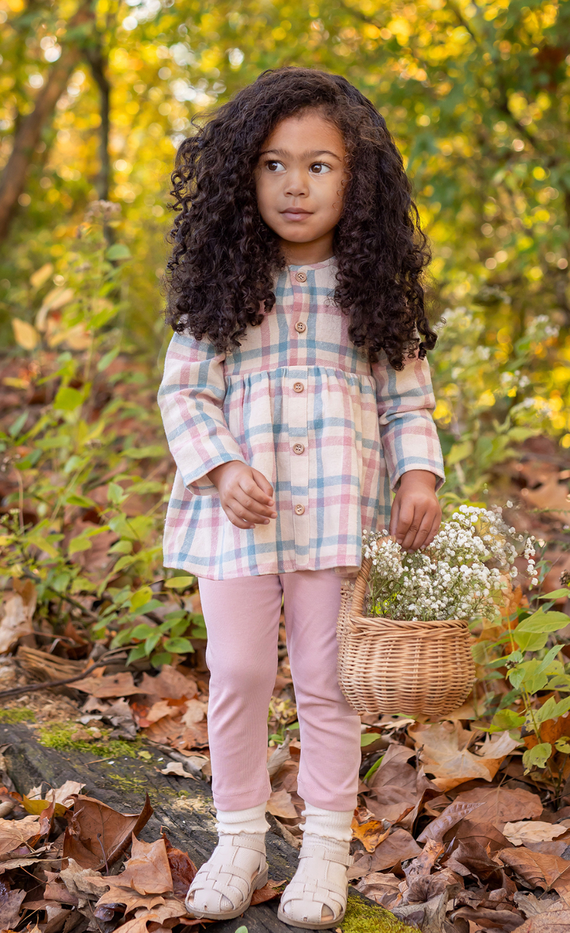 Mabel and Honey Phoebe Set in Pink Plaid