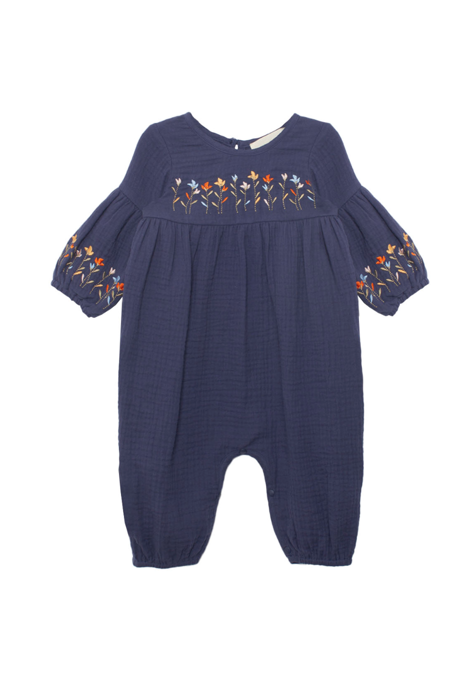 Mabel and Honey Clara Romper in Navy Flower Garden