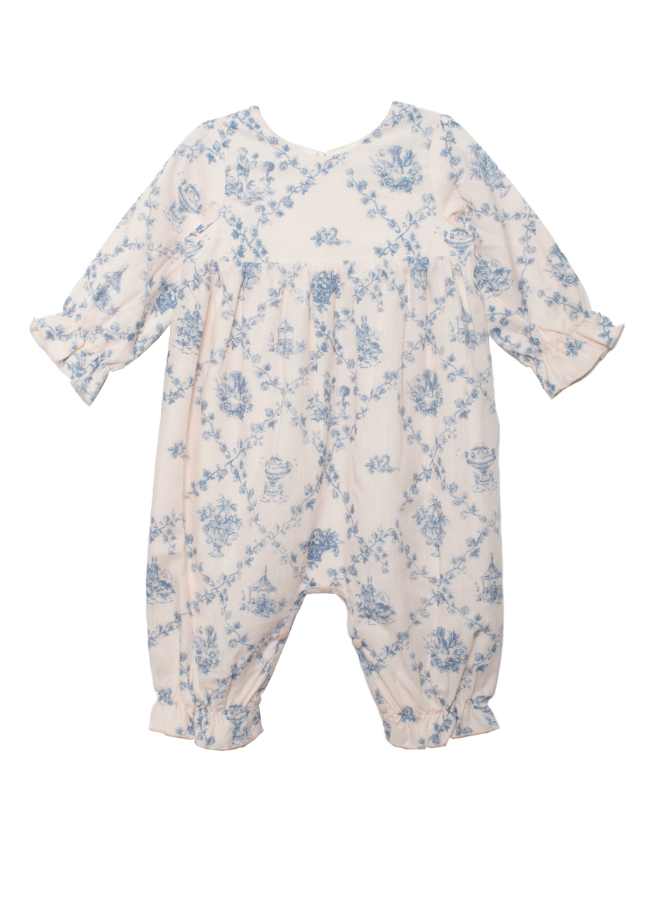 Mabel and Honey Princess Romper in Pale Blue Floral