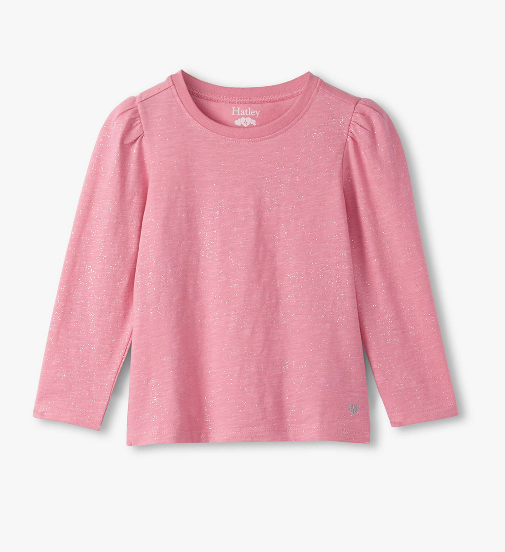 Hatley Sparkle Puff Sleeve Tee in Sea Pink