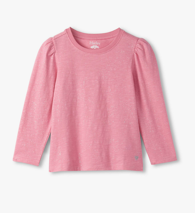 Hatley Sparkle Puff Sleeve Tee in Sea Pink