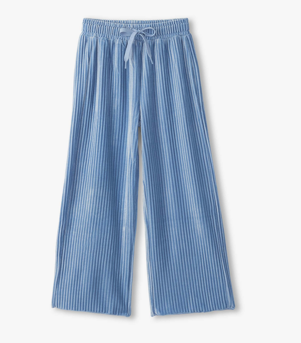 Hatley Pleated Velour Pant in Cornflower Blue