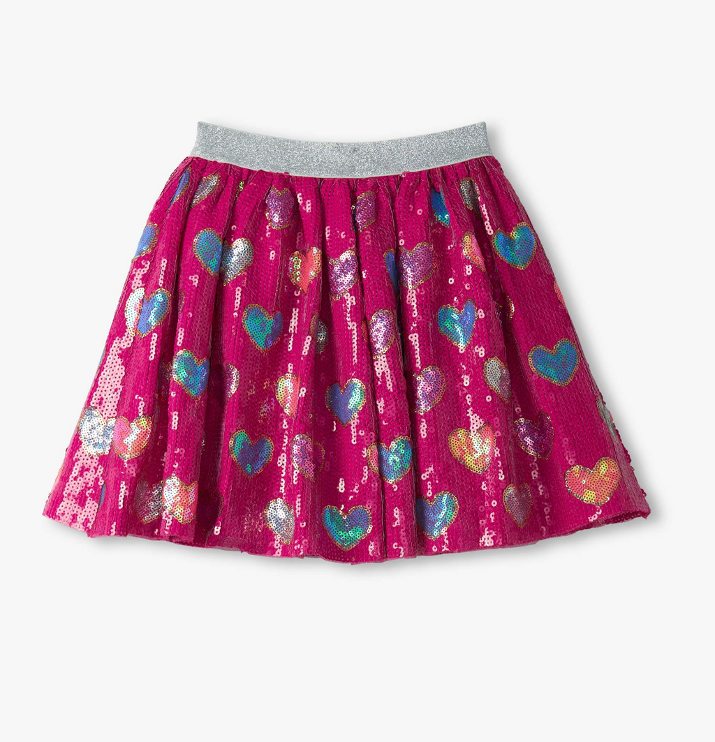 Hatley Sequin Skirt in Pink Busted Hearts