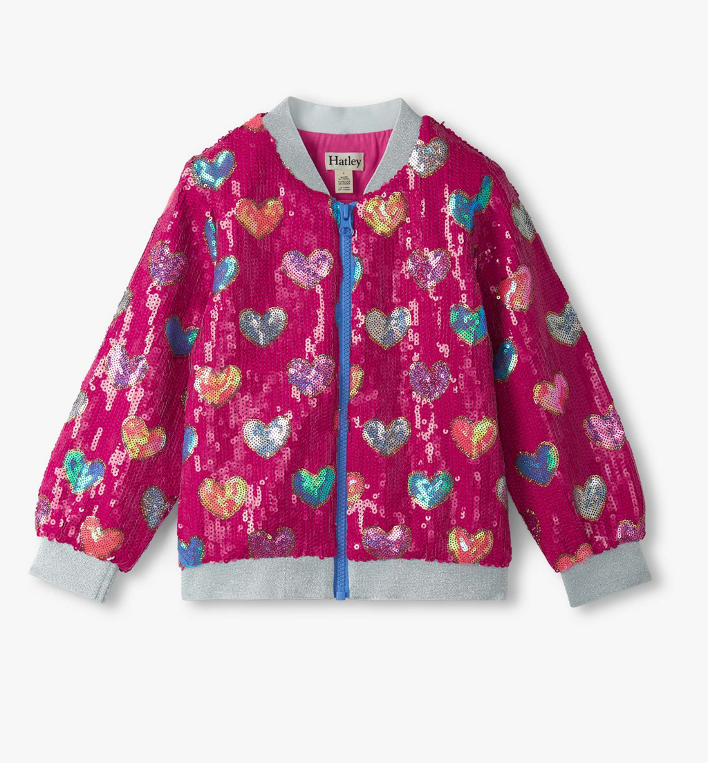 Hatley Bomber Jacket in Pink Busted Hearts