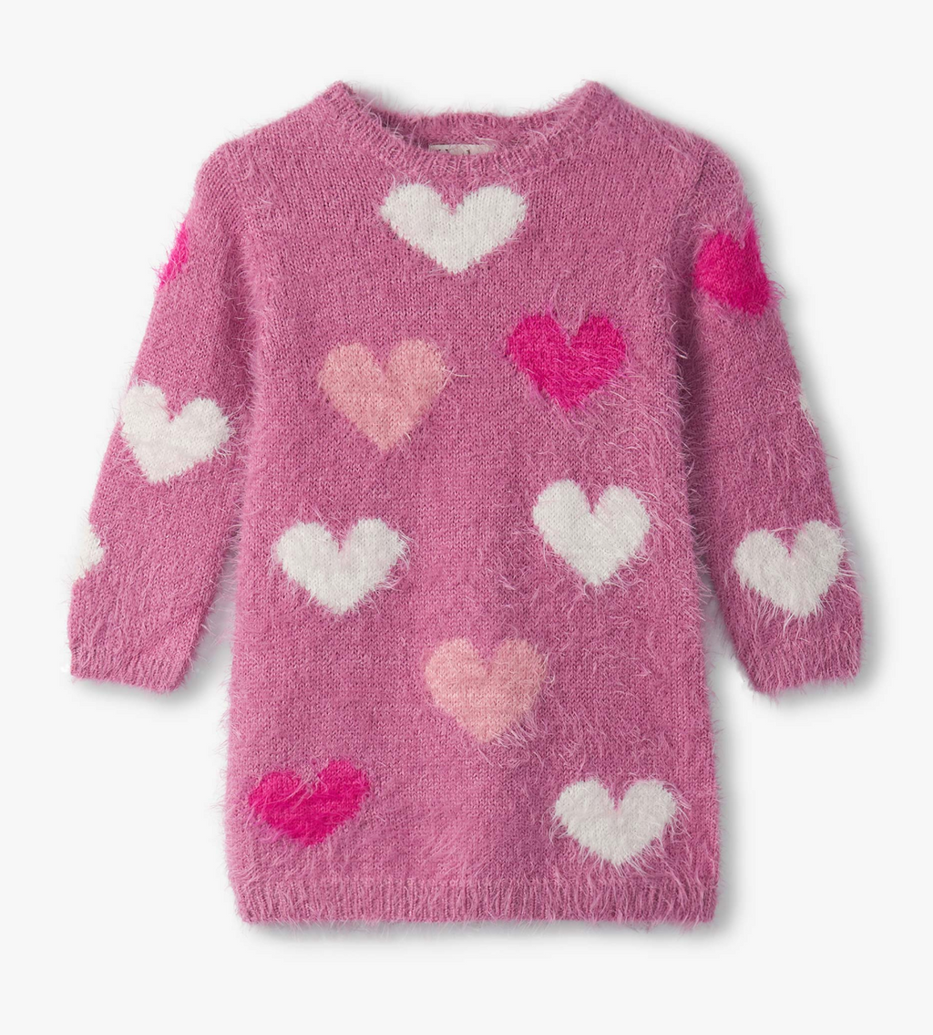 Hatley Furry Dress in Lovely Hearts
