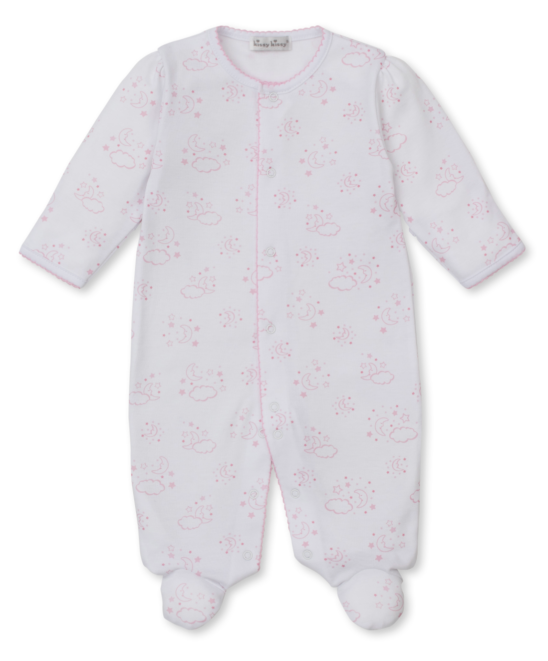 Kissy Kissy Snap Footie in Pink Cheerful Good Night