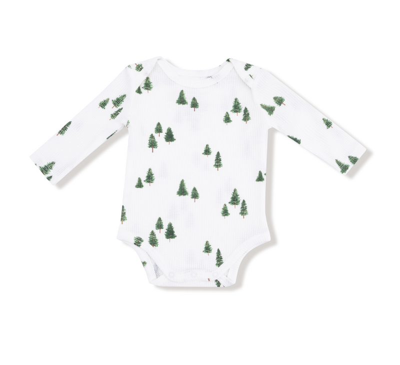Angel Dear Waffle Lap Shoulder Bodysuit in Tiny Forest