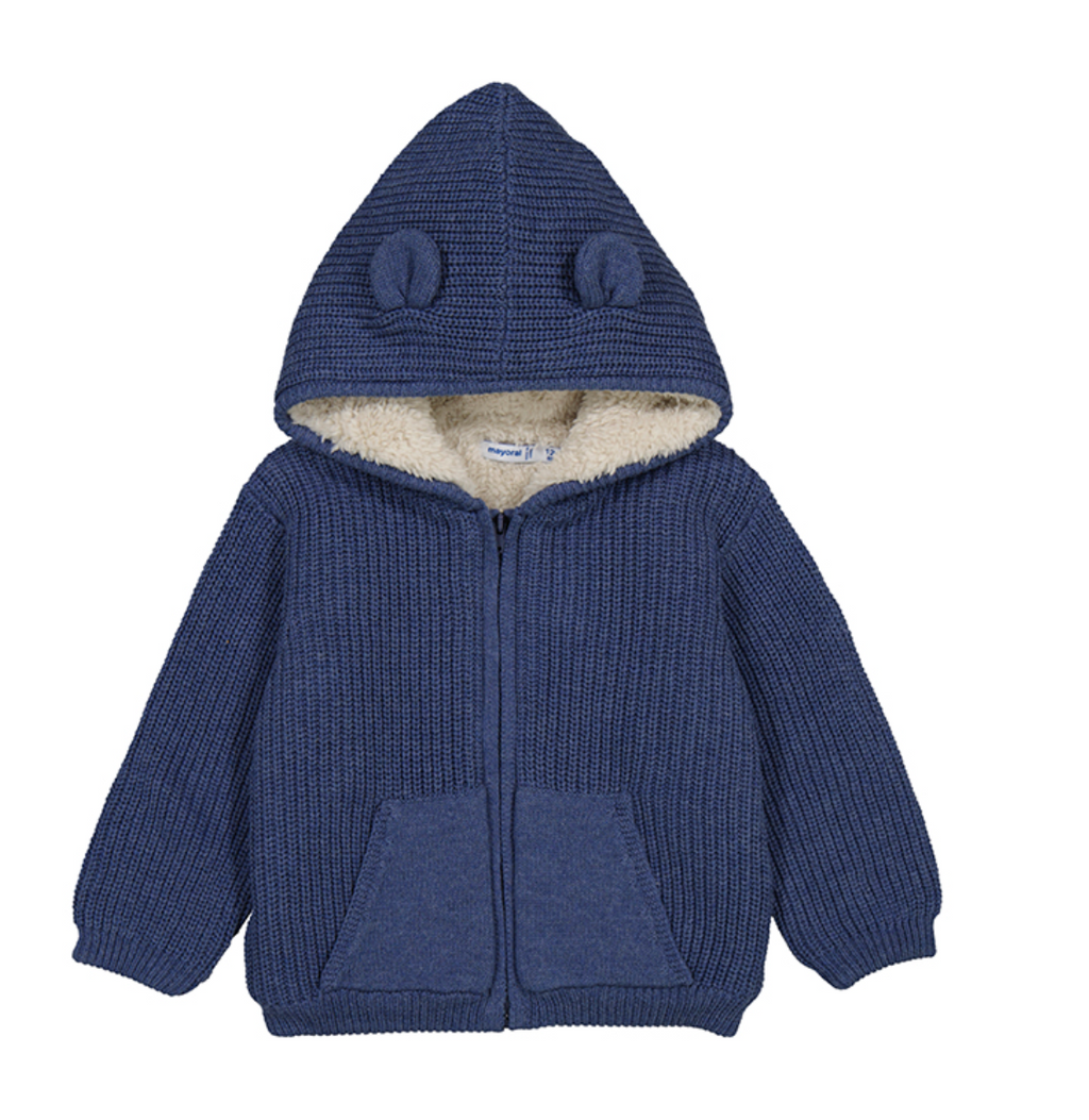 Mayoral Sherpa Lined Hooded Sweater in Blue