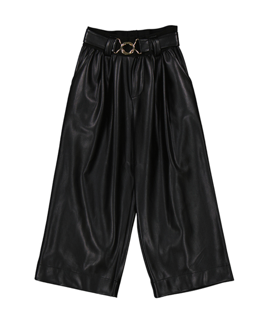 Mayoral Wide Leg Leatherette Pant in Black