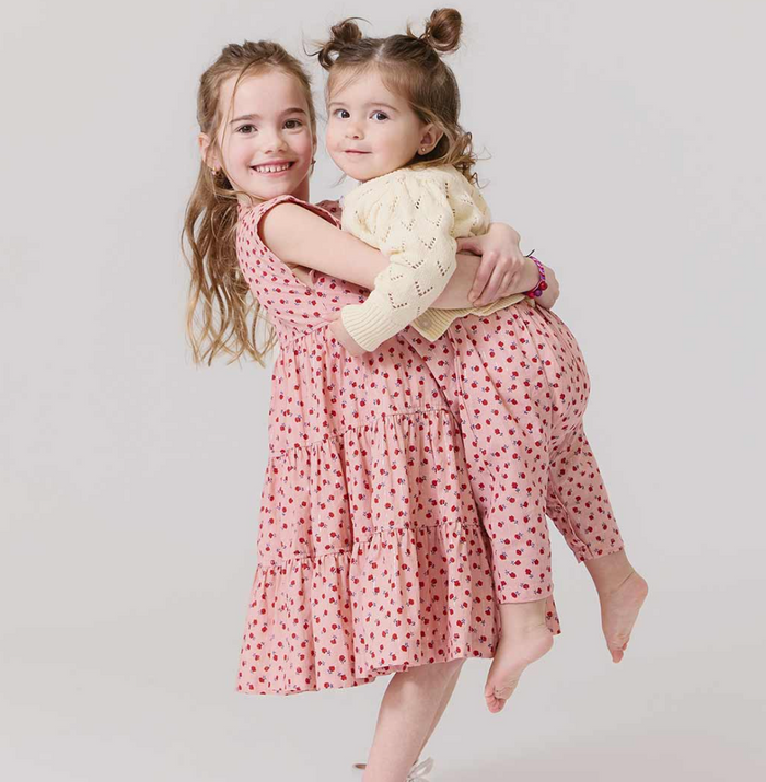 Pink Chicken Peachy Dress in Pink Tiny Roses