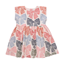 Pink Chicken Adaline Dress in Multi Striped Bows