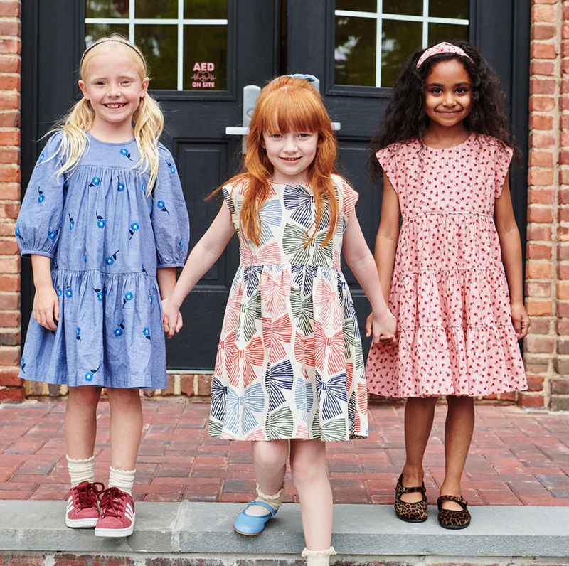 Pink Chicken Adaline Dress in Multi Striped Bows