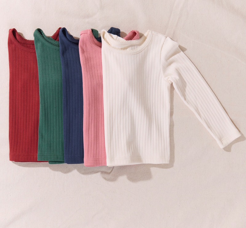Pink Chicken Coop Seesaw Rib Tee Shirt in Cream