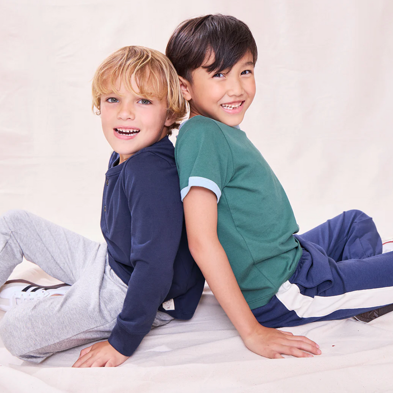 Pink Chicken Boy's Scout Henley in Navy