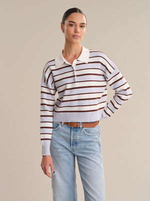 525 America Tia Cropped Rugby Pullover in Arctic Ice