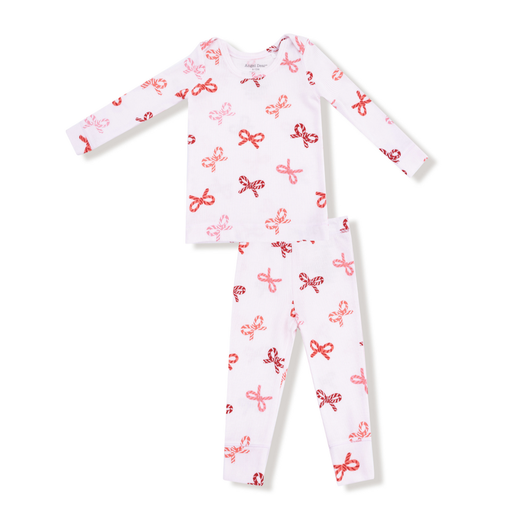 Angel Dear Loungewear Set in Candy Cane Bows