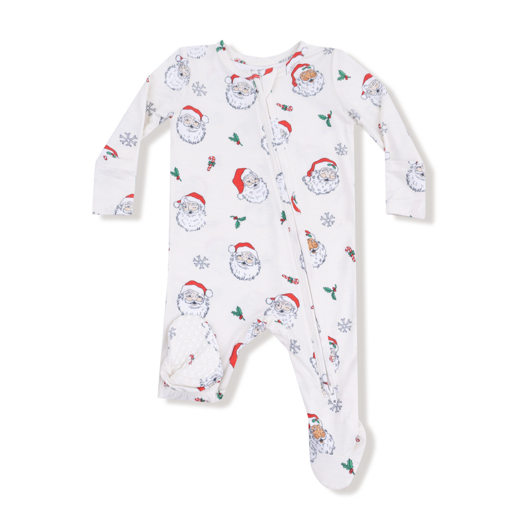Angel Dear 2 Way Zipper Footie in Vintage Santas