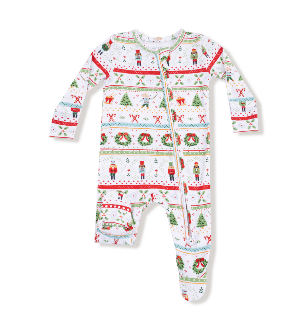 Angel Dear 2 Way Zipper Footie in Nutcracker Faire Isle