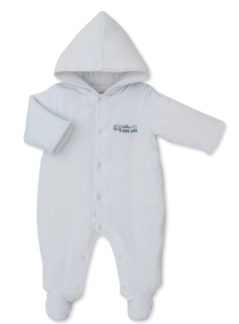 Kissy Kissy Velour Bunting in Light Blue Roundabout Railroad